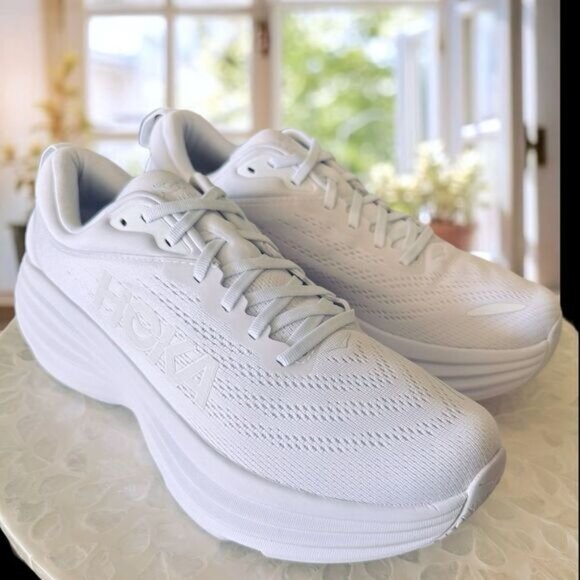 HOKA Bondi 8 Supportive Running Shoes White Womens Size 9.5 Max Cushion Comfort - Picture 3 of 12